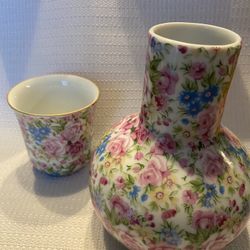 Vintage Iwrice & Co Chintz Floral Bedside Bottle 