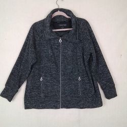 Women's Calvin Klein Plus Size Full Zip Fleece Jacket 1X in Heather Gray