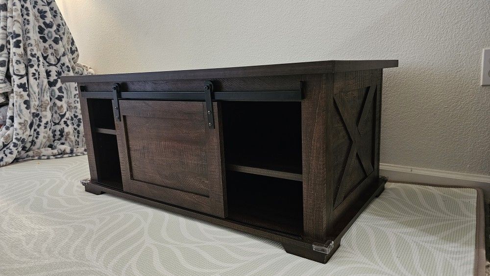 Rustic Sliding Barn Door Farmhouse Coffee Table