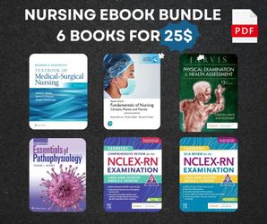 Nursing book bundle 6 books | nclex rn | textbook of medical surgical nursing | Jravis physical examination |  essentials of pathophysiology