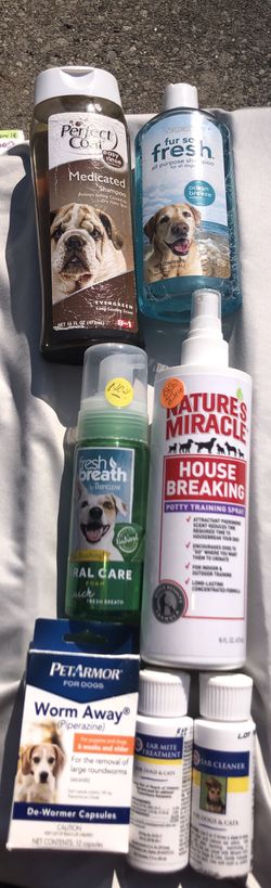 Multiple dog care products. Some new
