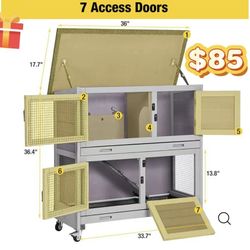 ✌️ Aivituvin-AIR77 Outdoor Indoor Bunny Hutch With Wheels - Rabbit Hutch