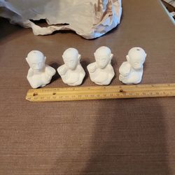 4 Bisque Ready-to-paint Monkey Beads