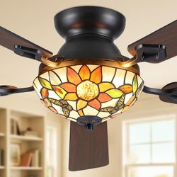 Tiffany Ceiling Fan Chandelier
