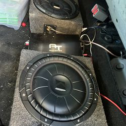 2 Kicker CVT 12” Shallow Subs With Box And 1600W Amp