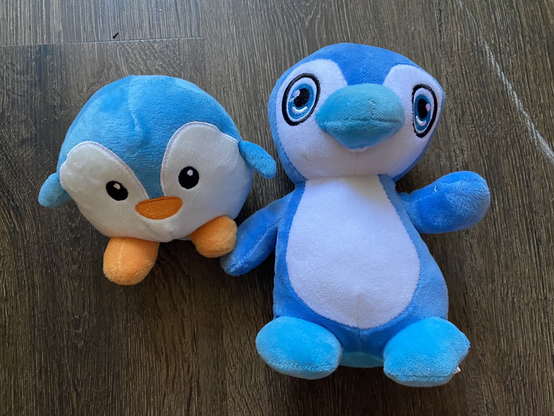 Lot of two blue penguins stuffed animal plush