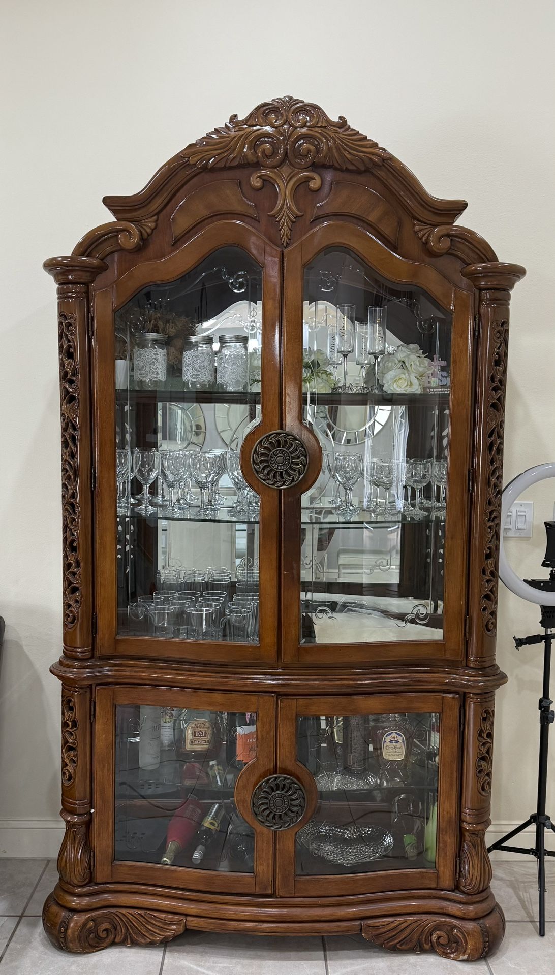 Large Curio In Carved Wood