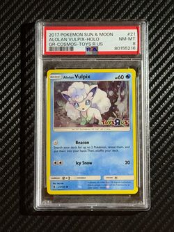 PSA 8 Alolan Vulpix Holo Pokémon Card 21/145