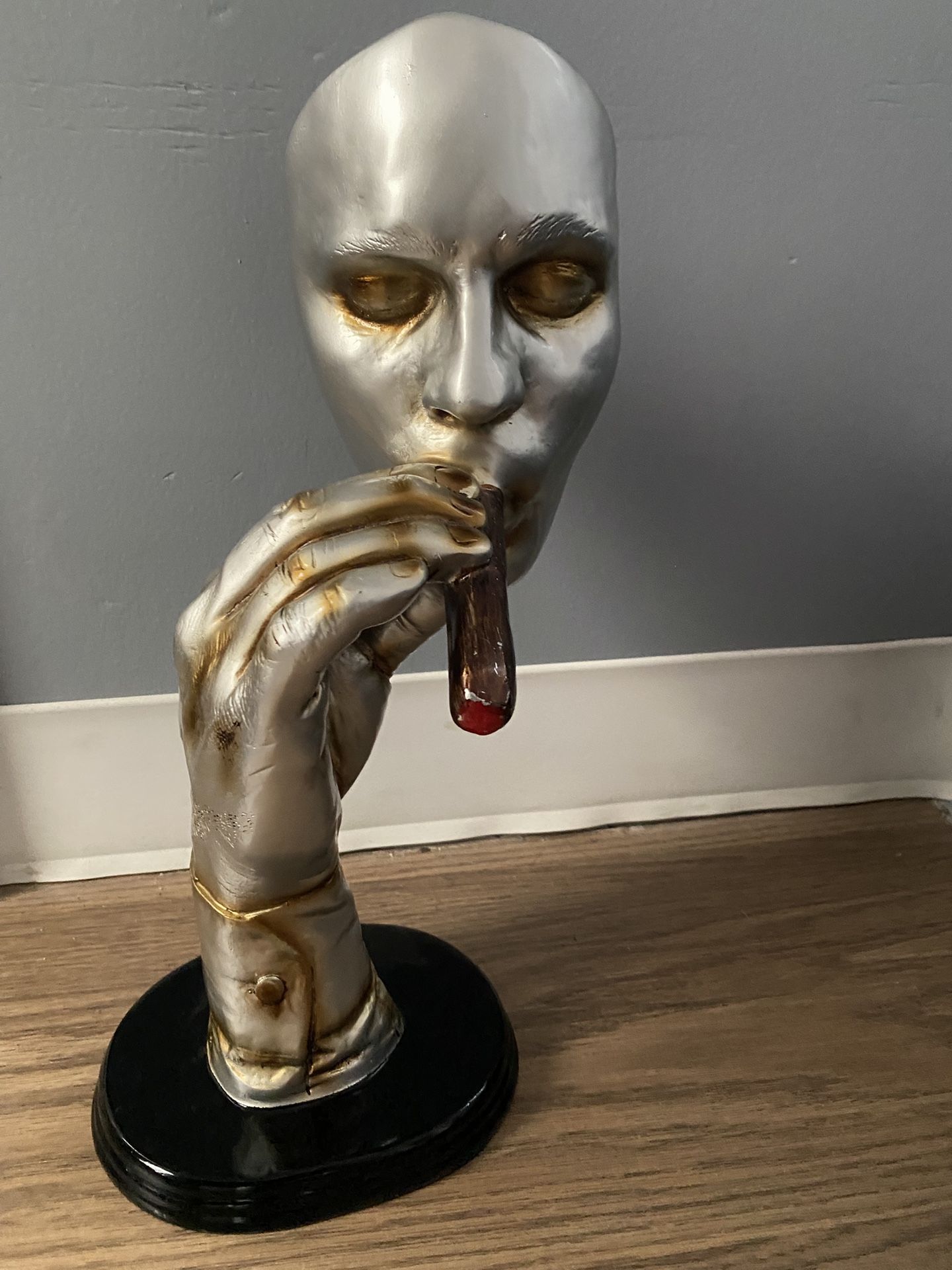 Smoking Cigar Man Figurine Sculpture Statue
