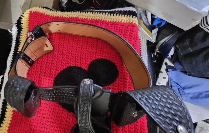 Security Belt With Gun Hand Cuff Peoper Spray Holders