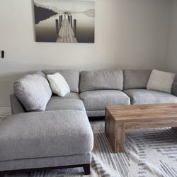 Living Spaces Gray Sectional Sofa Couch Sala 