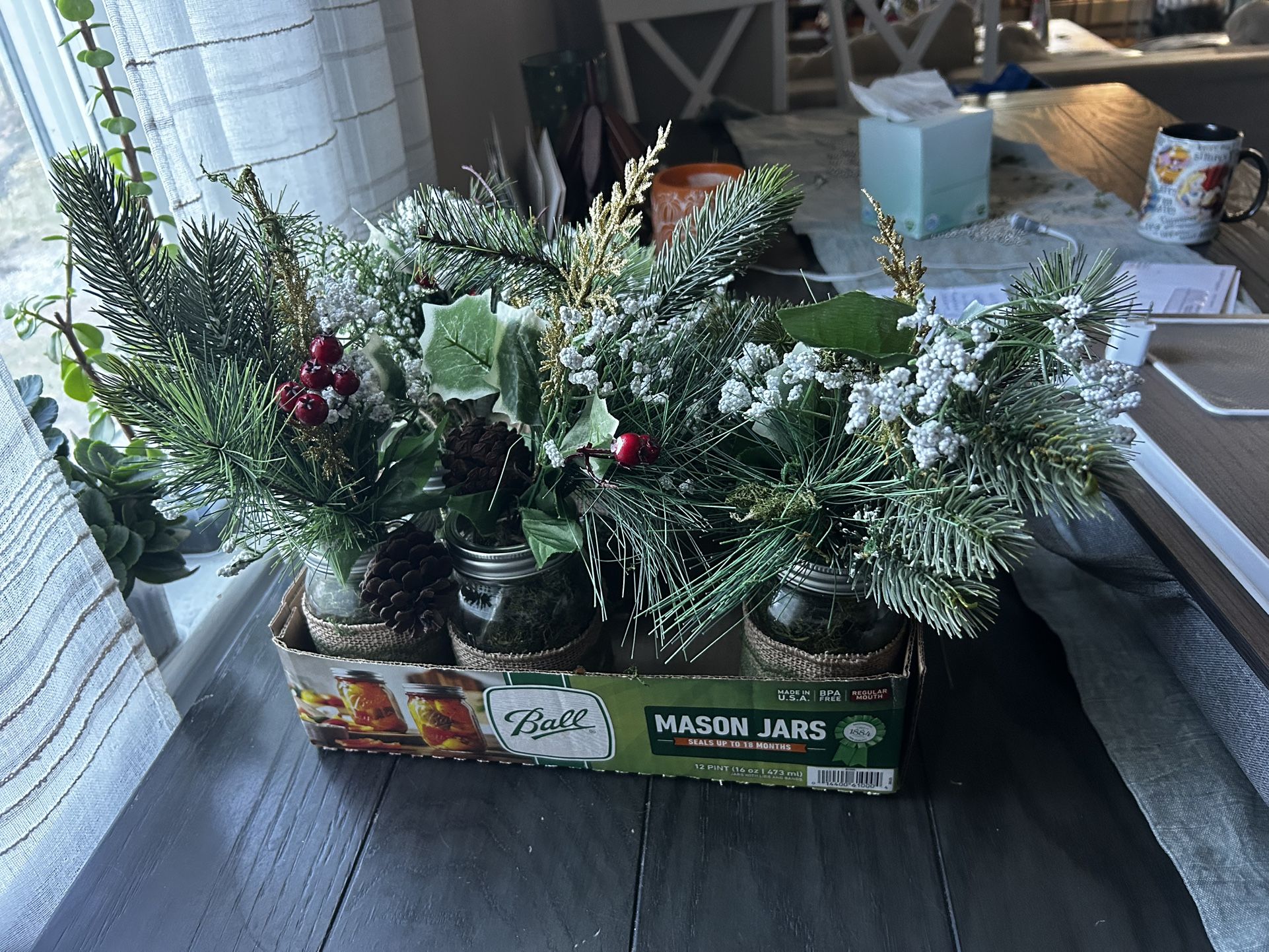 Winter decor centerpieces