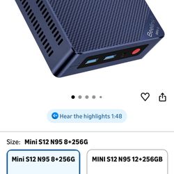 Beelink MINI S12 Mini PC with N95 Processor, 8G DDR4 256G SSD Mini Desktop PC, WiFi5, BT4.2, Dual HDMI, 2.5G LAN W-11 Home WMini Computer