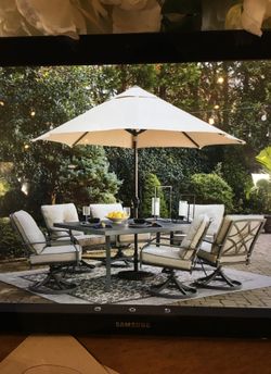 Dining table and six chairs