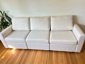 Modular 3 Seat Sofa Couch with Hiden Storage Space - Cream Color