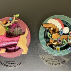 2 Bath And Bodyworks Christmas Dachshund Car Fragrance Holders Please Read Description 