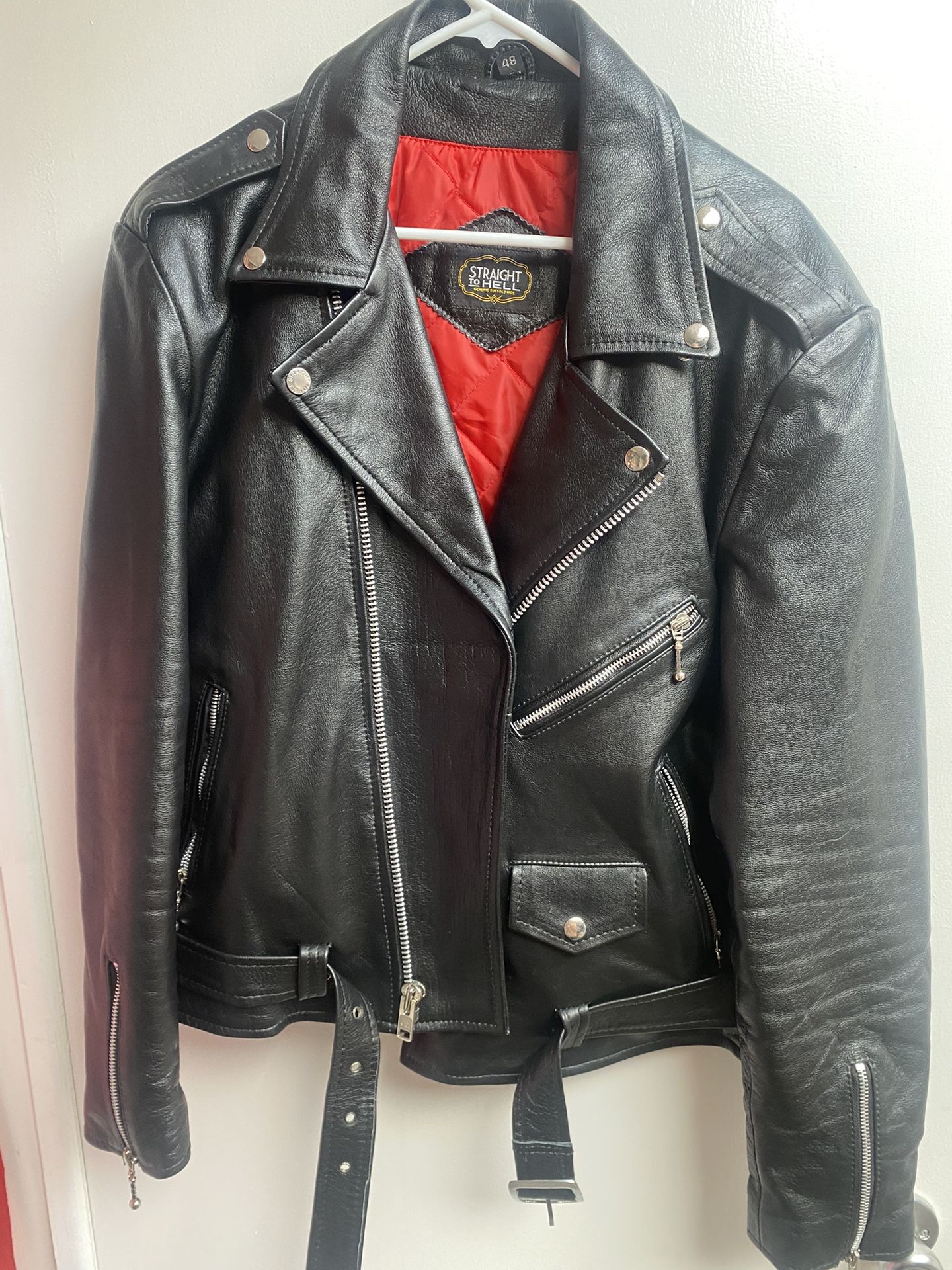 Straight To Hell Leather Jacket Buffalo Hide Size 48