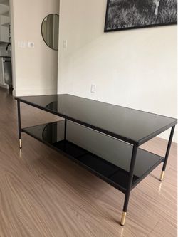 Modern Black Glass Coffee Table – Excellent Condition – $60 OBO