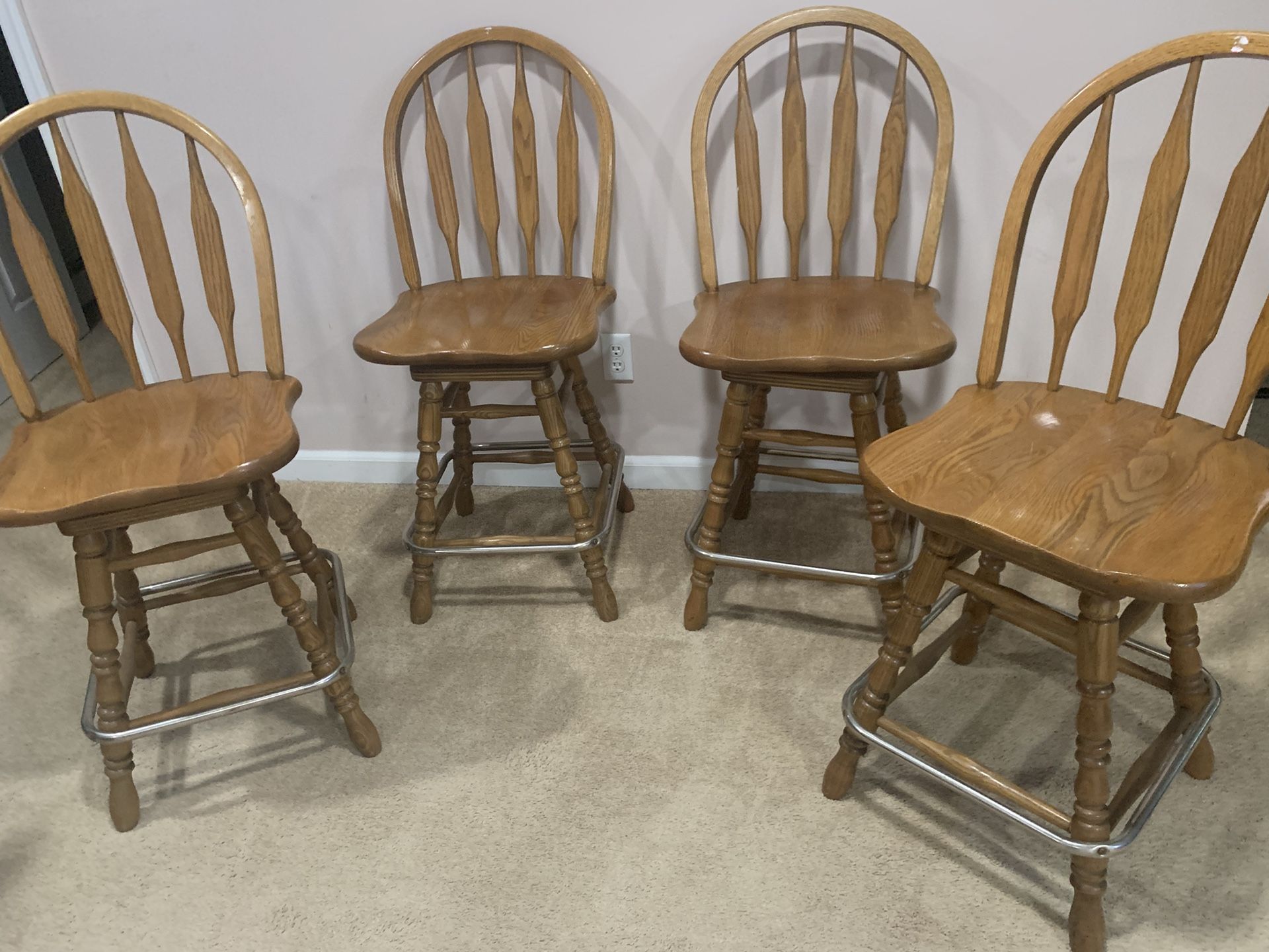 4 Wooden High Chairs (Bar Stools)