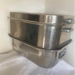 Vintage WEAR-EVER Large 5 Piece Tamalera  Trivet & Steam Rack Vented #2225 aluminum size 4 1/2" deep