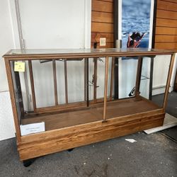 Vintage Oak Retail Display Case – Glass Top & Sides #1