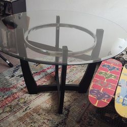 4ft (48in) Glass TABLE Black & Silver Frame