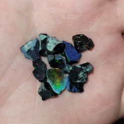 3pcs Rare Natural Black Ethiopian Fire Opal Rough Gemstones 