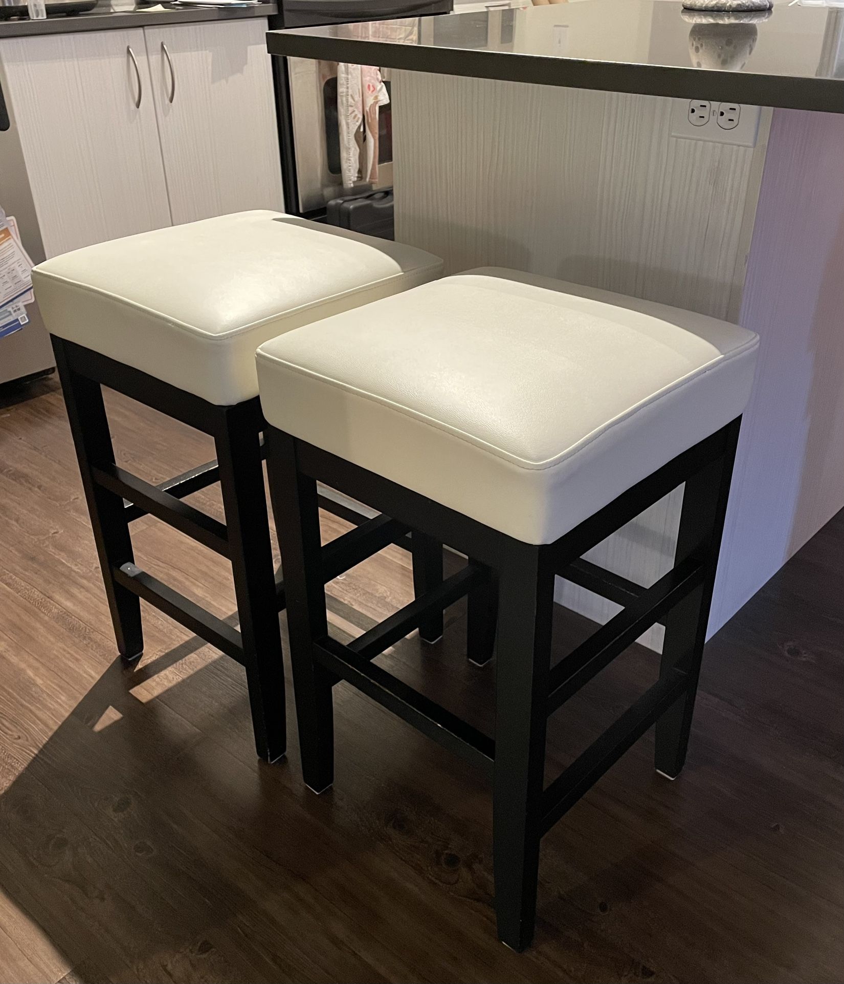 Stools with Leather Seats 