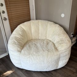 Fluffy White/beige Chair 