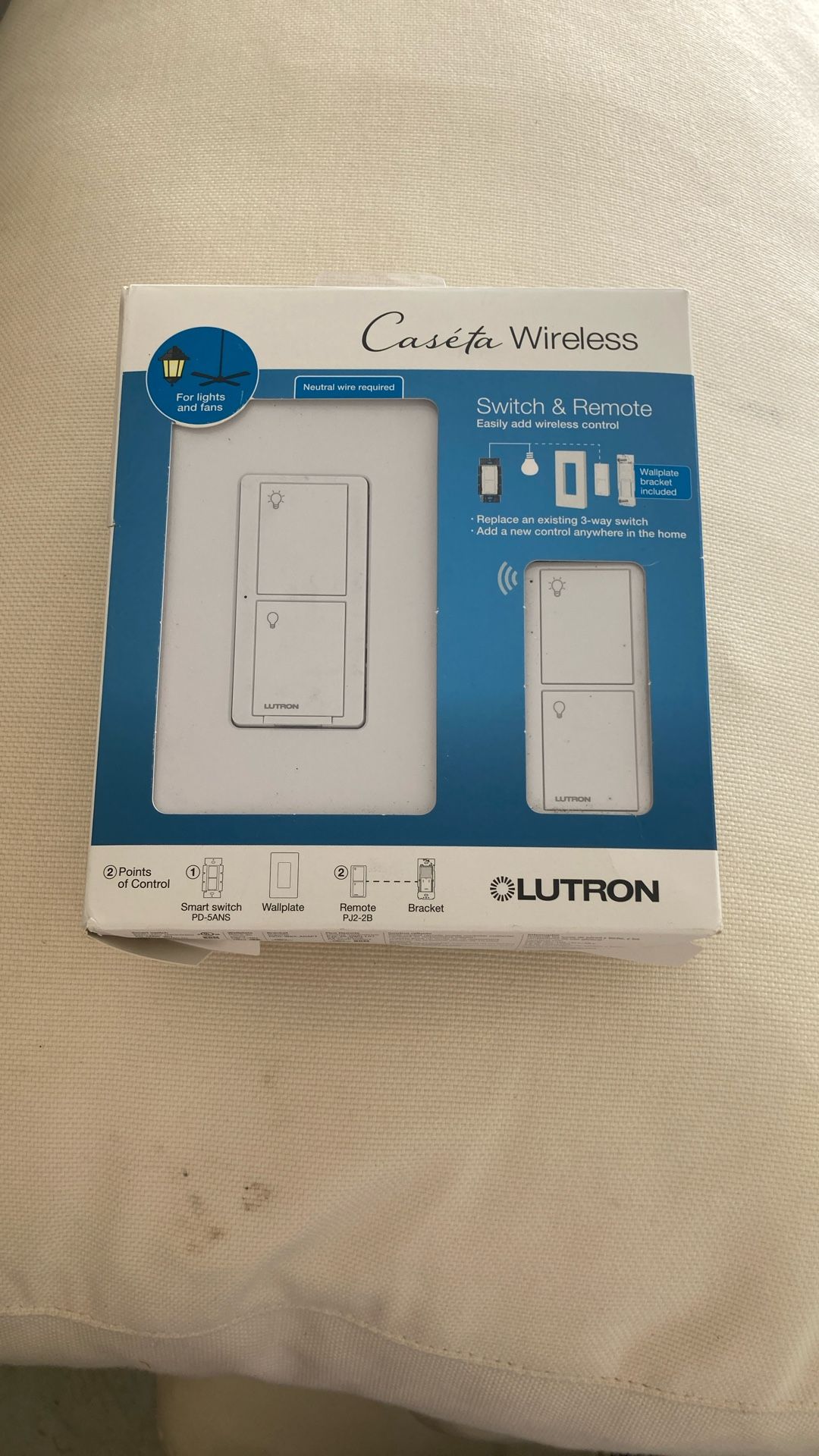 Lutron P-PKG1WS-WH Caseta Smart Switch Kit with Remote - White Brand New 6473