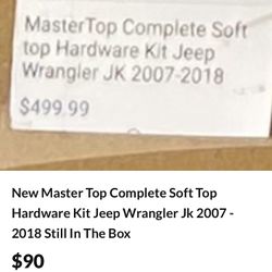 New Master Top Complete Soft Top Hardware Kit Jeep Wrangler Jk 2007 - 2018 Still In The Box 