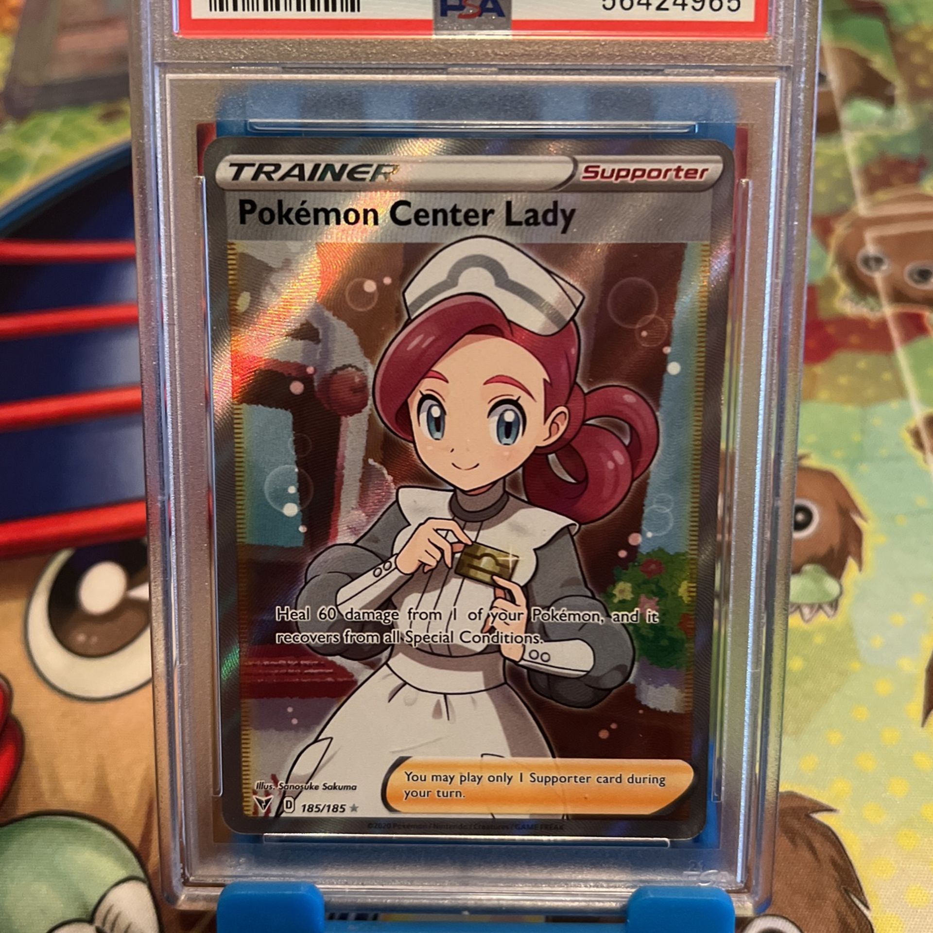 Pokemon Center Lady 185/185 Vivid Voltage FULL ART Pokemon Card PSA 10 GEM MINT