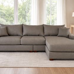 sofa with reversable chaise  clyde otter fabric