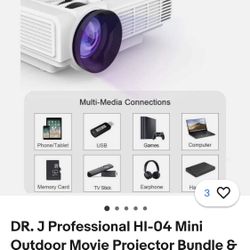 DR. J Professional HI-04 Mini Outdoor Movie Projector