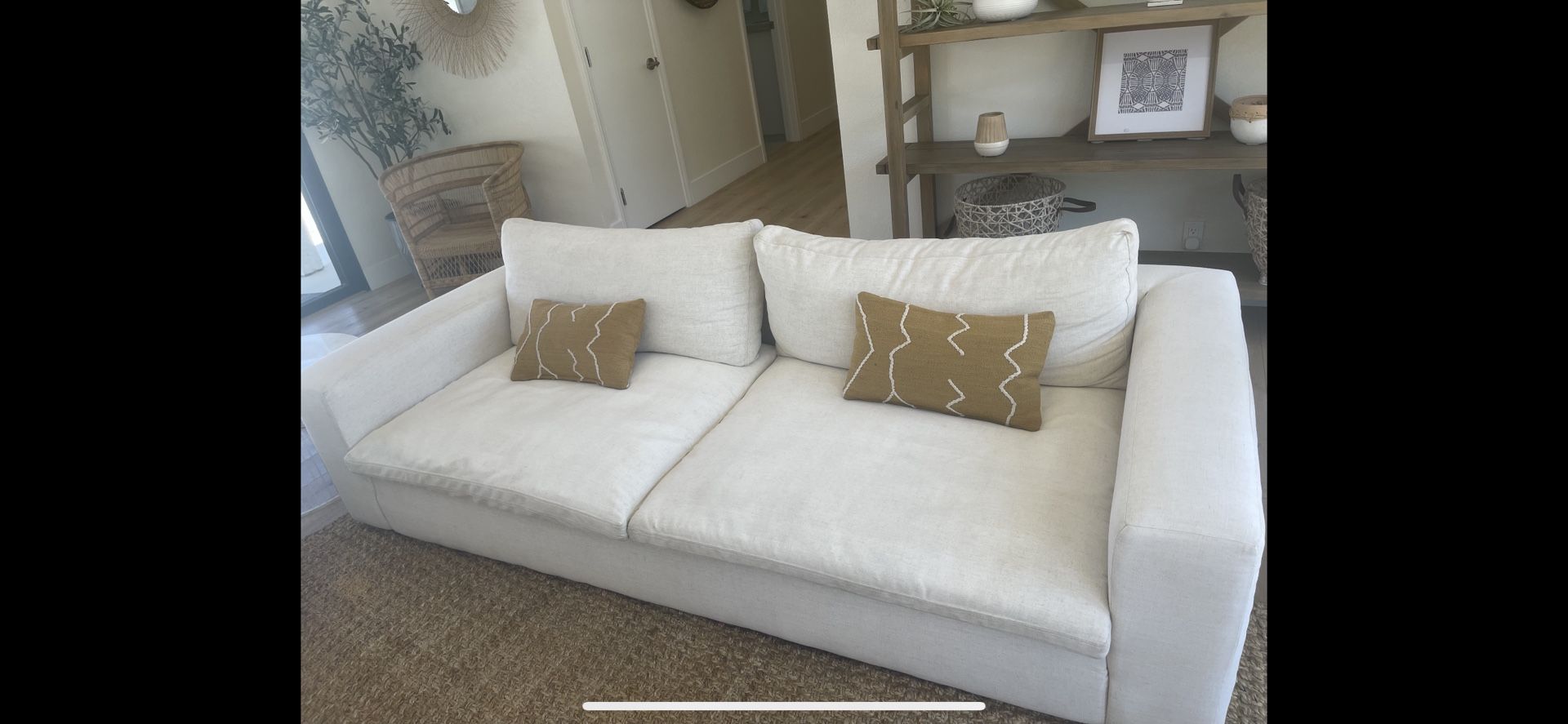 Utopia 96" Sofa Living spaces Dimensions 96"W x 44"D x 33"H Normal wear and tear - 8 months
