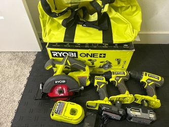 RYOBI ONE+ 18V Cordless 4-Tool Combo Kit with Compact Battery, 4.0 Ah Battery, and Charger