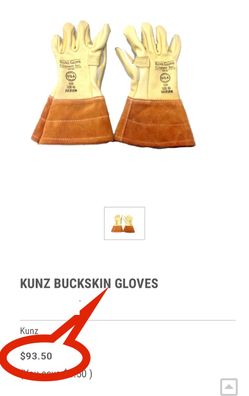 Kunz Glove Company Buckskin Gloves Size 8