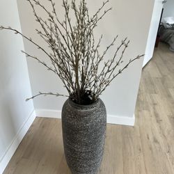 Handcrafted Floor Vase With Faux Flowers 
