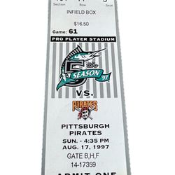 Florida Marlins 8/17/1997 MLB ticket stub vs Pittsburgh Pirates.