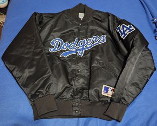 Pre-owned Vintage Los Angeles Dodgers Black Felco Satin Jacket, Men's XL