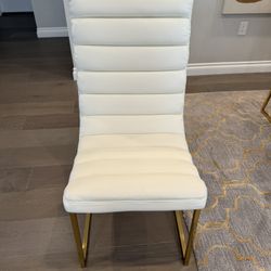 8 White And Gold Dining Table Chairs 