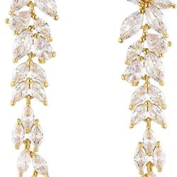SWEETV Marquise Cubic Zirconia Wedding Earrings for Brides, Prom, Chandelier Drop!