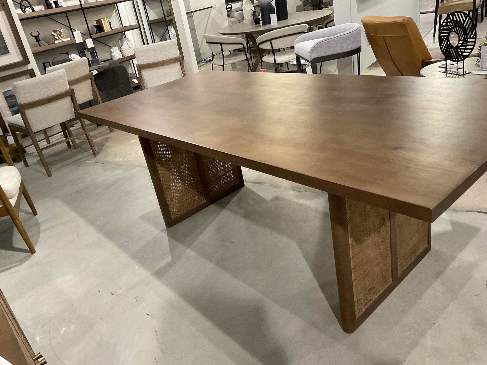 Grier Medium Brown Wood With Cane Dining Table