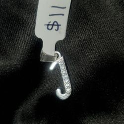 1" .925 Silver Initial "J" Pendant 