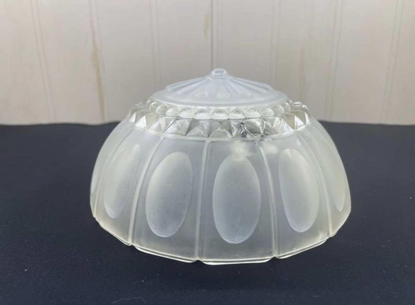 Vintage Frosted White/Clear Ceiling Light Shade Fixture Screw Mount 7"