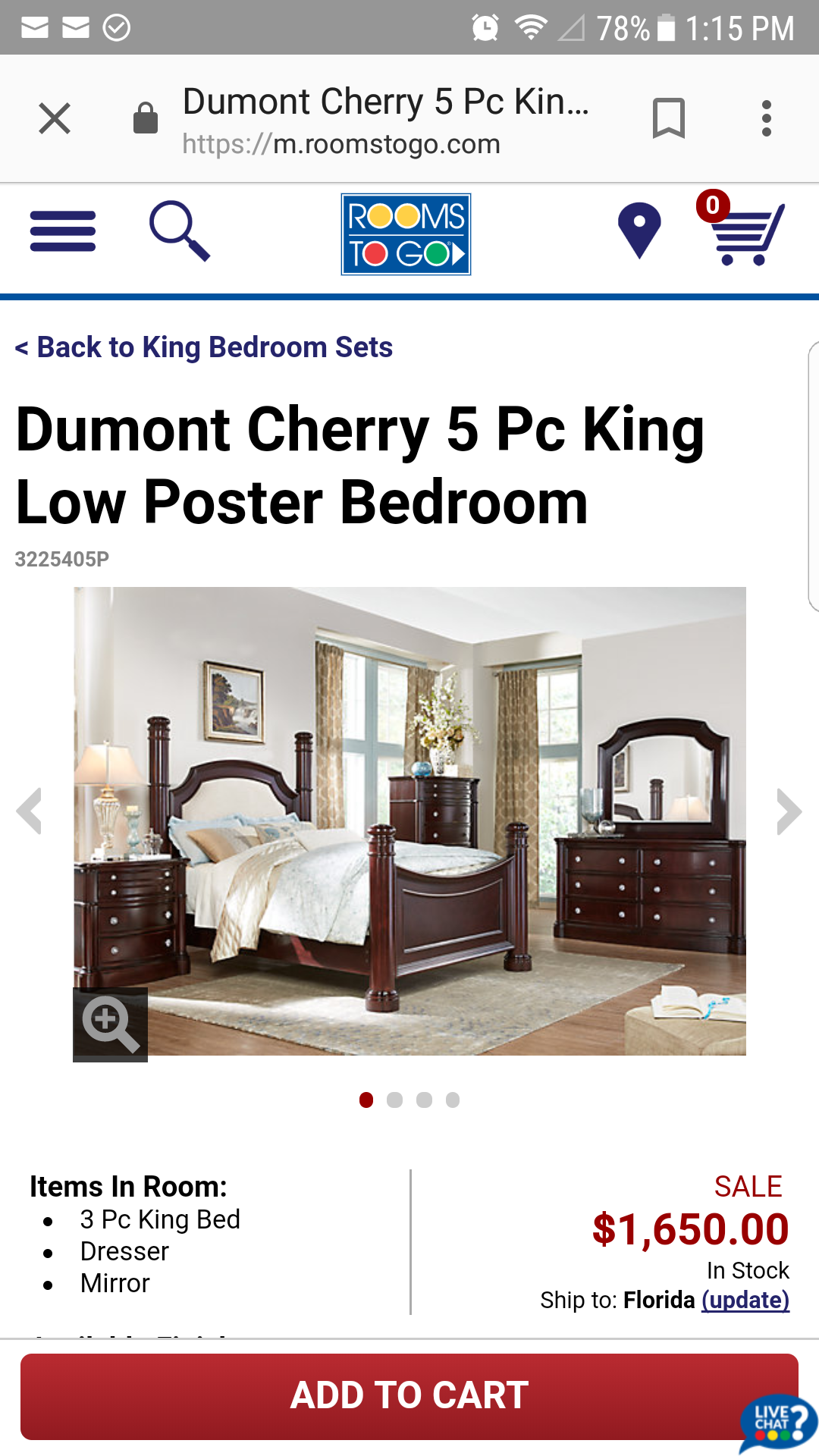 Rooms to go dumont canopy bed (King Size) And Dresser for Sale in