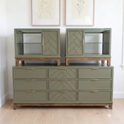 Vintage Green Dresser + Nightstands