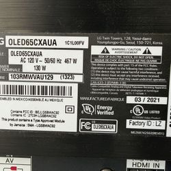65" LG CX OLED TV (OLED65CXAUA) - FOR PARTS ONLY / BROKEN SCREEN