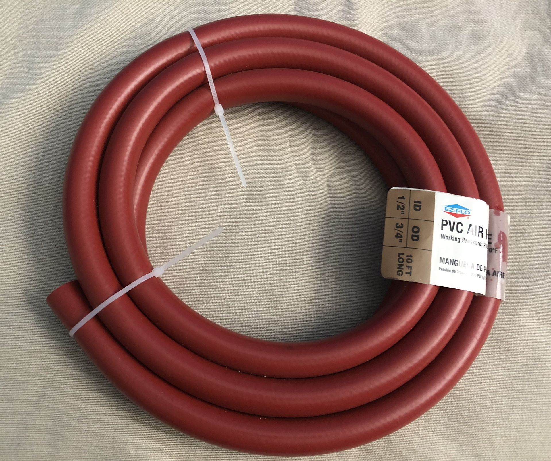 EZ-FLO PVC High-Pressure Air Hose, 1/2 Inch ID x 10 Feet