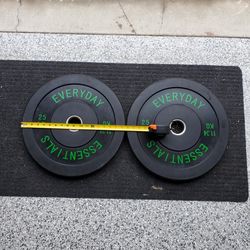 Two 25 lb Olympic weight plates rubber